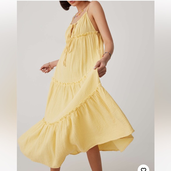 U-neckline Solid Ruffle Cami Maxi Dress - Picture 4 of 10